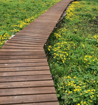 アーチの枕木通路