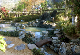 前景の池と背景の借景